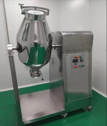 Double Cone Blender / Powder Mixer Fabrikasi mesin Double Cone Blender stainless steel untuk proses pencampuran serbuk (powder mixer) pada industri farmasi dan makanan
